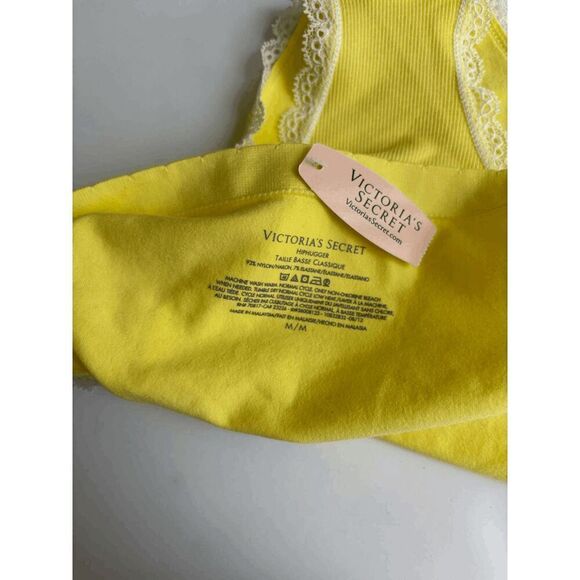 Victorias Secret Vintage Hiphugger Panty Seamless Lace Lemon Yellow Size M - Picture 3 of 3